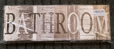 RETRO - BATHROOM - Stretched canvas  SIGN 14x 2.5x42cm New Funky Fun Gift Item - Image 1 of 4