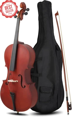 Juego natural mate para violonchelo acústico tamaño completo 4/4 con bolsa de arco puente de colofonia Foto 1 de 4