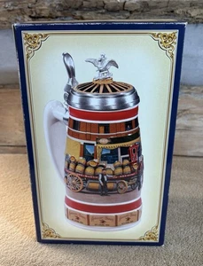 ANHEUSER-BUSCH Stein CS524 DÍAS DE ENTREGA ANTICIPADA VAGÓN BARRIL AÑOS 1890 Firmado - Imagen 1 de 13