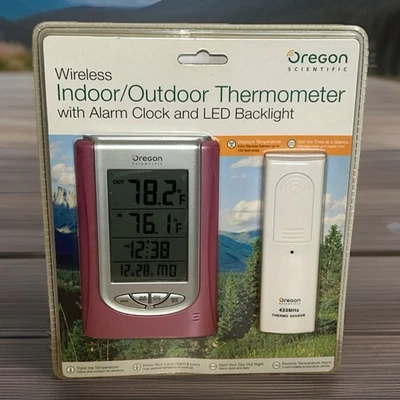 Oregon Scientific IWA-80055 Rosa 2008 Termómetro Inalámbrico Reloj Despertador LED NOS Foto 1 de 4