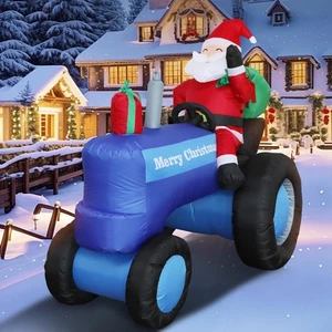 5.5FT H Christmas Inflatable Santa Claus Drive Tractor with Build-in LED Ligh... - Picture 1 of 7