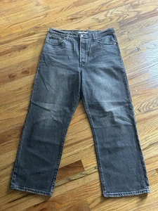 Levi’s Premium Women’s Ribcage Straight Ankle Denim Jeans Gray Size 32x26 Big E - Picture 1 of 9