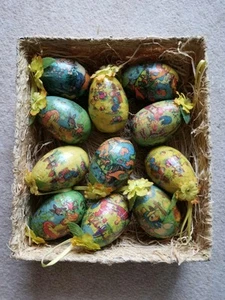 Ostereier Vintage - 11 Stück,  Deko Ostereier Schmuck im Korb  - Bild 1 von 4