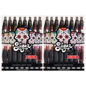 Sugar Skull Smens (2 Pack) - Scented Pens, Black Ink, Medium Point - 8 Count - Picture 1 of 6