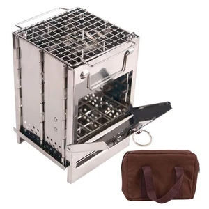 Portable Folding Camping Wood Stove for Outdoor Cooking, Lightweight Stainles... - Picture 1 of 7