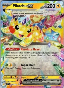 Pikachu ex - 057/191 Holofoil 057/191 Double Rare SV08: Surging Sparks Near Mint - Picture 1 of 1