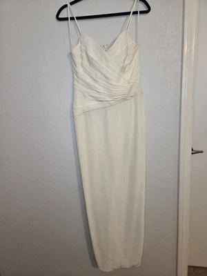 Vintage Niteline Cream Asymmetrical Ruched Sheath Gown Dress - Image 1 of 4