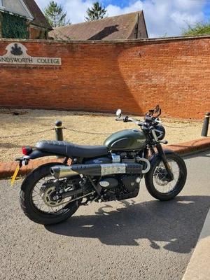 2018 Triumph Street Scrambler 900 in Khaki Green with Vance & Hines exhaust - Image 1 of 4