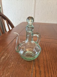 Antique Apothecary Bottle (Art Deco) Clear Handblown Glass 6" Tall English Cruet - Picture 1 of 9