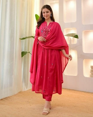 Traje Paquistaní Rosa Salwar Kameez Listo para Usar, Diseñador Indio Palazzo Kurta Foto 1 de 4