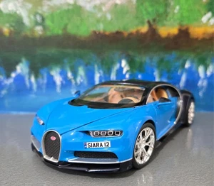 Bugatti Chiron 1:24 Blue Diecast Model – Custom Plates Gift for dad, mom ,uncle - Picture 1 of 11