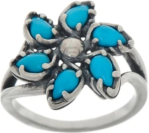 Carolyn Pollack Sleeping Beauty Turquoise Sterling Silver Pinwheel Ring Size 5 - Imagen 1 de 4