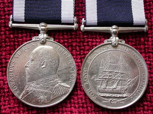 Replica Copy EDVII Royal Naval Long Service Good Conduct Medal - Foto 1 di 1