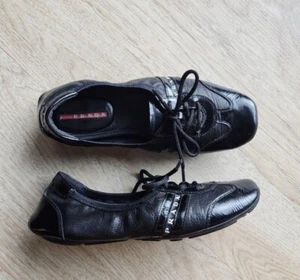 Prada Ballet Flats Black Patent/ Black Leather- Shoes Size 36.5 Women - Picture 1 of 14