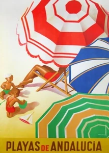 Playas De Andalucia, Vintage Sophie, Wall Art Print Poster 14" x 11"  1903 - Picture 1 of 1