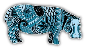 Patterned Hippo Car Bumper Sticker Decal ''SIZES'' - Picture 1 of 1