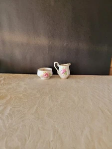 American Beauty Royal Albert, Sugar Bowl and Cream Jar, Pink Flowers, White Back - Picture 1 of 6