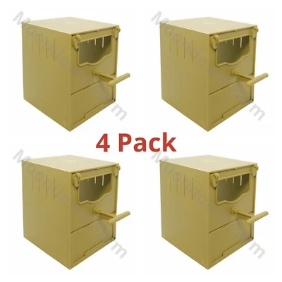 4x PLASTIC FINCH NEST BOX & CONCAVE WITH HOOKS Front & Back For Finches Gouldian - Image 1 of 4