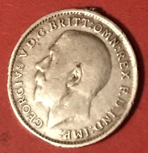 1918 Great Britain George V Silver 3p Threepence Free Shipping - Picture 1 of 2