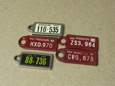 Lot of 5 Missouri Disabled American Veterans DAV Keychain Tags 1947 1957 62 64 - Image 1 of 4