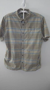The North Face Men XL Button Up Short Sleeve Brown Blue Plaid Shirt - Picture 1 of 6