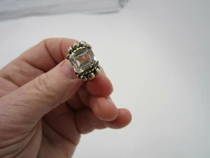 Vintage Stephen LAGOS CAVIAR Sterling Silver 18k Yellow Gold 7 Carat Topaz Ring - Picture 1 of 3