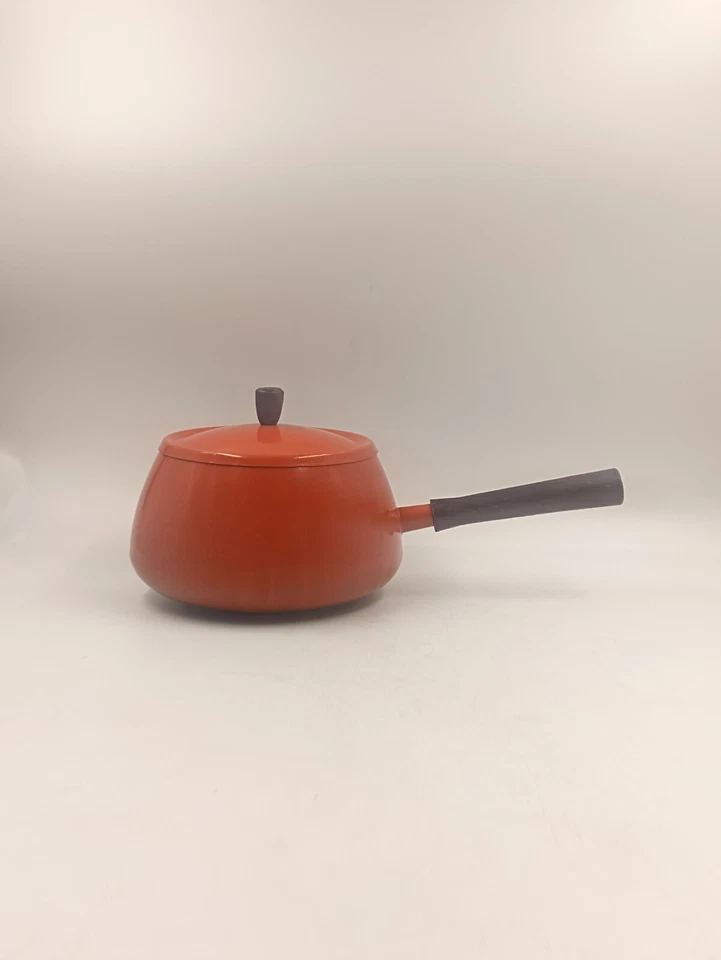 Casserole Caquelon à Fondue Vintage Aluminium Orange Design Space Age Années 60 - Photo 1/4