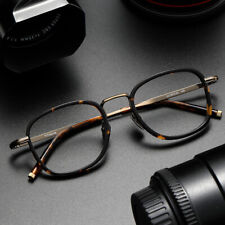 Womens Mens Square Titanium Acetate Eyeglass Frames 50mm Exchange Lens RX H