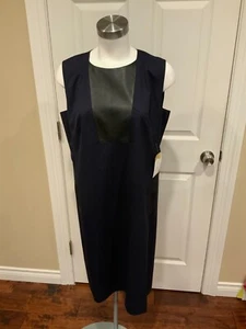 Lafayette 148 New York Navy Blue Wool Shift Dress, Size 12, NWT! - Picture 1 of 7