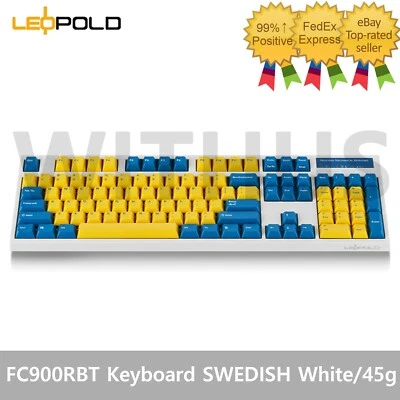 Leopold FC900RBT High-End Mechanical Bluetooth Keyboard SWEDISH White/45g-Red - Image 1 of 4