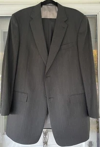 Hart Schaffner Marx Men's Charcoal Gray Striped Suit 44XL Pants 38x30 EUC - Picture 1 of 10