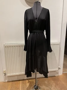 Nasty Gal Black Dress Size 12 Silky - Picture 1 of 11