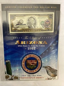 Genuine Colorized $2 Dollar Bill The State of Arizona - Picture 1 of 1