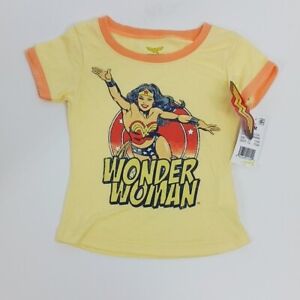DC Comics WONDER WOMAN Baby Girl Yellow Ringer Retro Graphic T-Shirt 12 Months