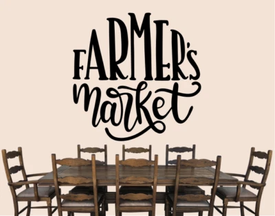 Farmer's Market 22" Large Wall Vinyl Decal Custom Made Die Cut Your Color Choice - Image 1 of 3