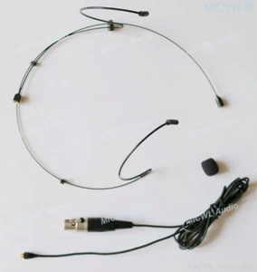 Black Ear Headset Microphone for Samson AKG Gemini Wireless Detachable Cable - Picture 1 of 8