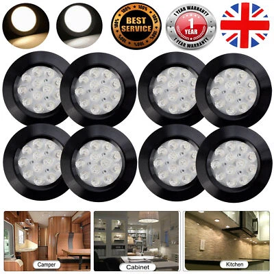 Black LED 12V 3W Spot Ceiling Lights Camper Van Caravan Motorhome Boat Downlight - Image 1 of 4
