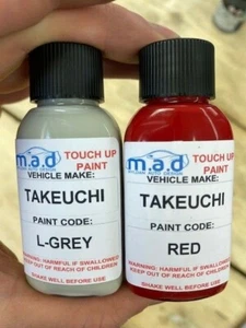 RED & GREY TOUCH UP PAINT KIT FOR TAKEUCHI TB210 TB216 TB219 MICRO MINI DIGGER - Picture 1 of 2