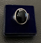 Men’s Ring  Size W Black Onyx Oval 16mm X 12mm Stone Handmade Solid Sterling