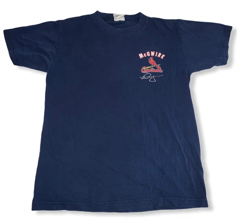 Vintage Mark McGwire #25 St. Louis Cardinals 1999 MLB Men's Navy T-Shirt Sz S/M Cover