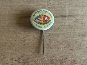 1904 Sangerfest Pinback Pulsante Stelle Strisce Scudo Stickpin Svizzero Americano Vintage - Foto 1 di 24