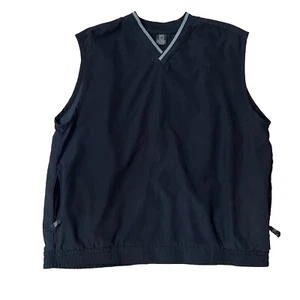 VTG Nike Vest Mens Size XL Black Golf V Neck Windbreaker Pockets Pullover Swoosh - Picture 1 of 10
