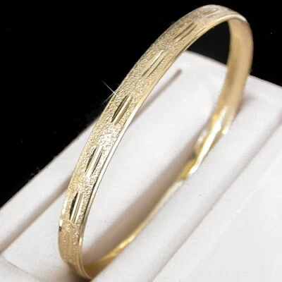 MEDIUM | 14K 14ct Yellow GOLD ep Solid BANGLE Ladies Fashion BRACELET GUARANTEE  - Image 1 of 3