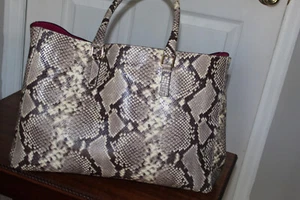 ALBERTA DI CANIO BEAUTIFUL SNAKE PRINT MULTI LEATHER TOTE MADE IN ITALY EUC - Picture 1 of 14