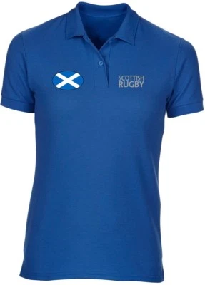 SWAGWEAR Embroidered Scottish Womens Scotland Rugby Polo T-Shirt 6 Colours (8-20)