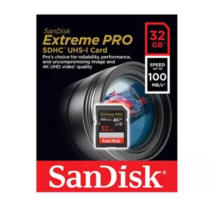 Sandisk Extreme Pro 32GB 32G SD SDHC 100MB/s UHS-1 Class 10 Memory card 4K - Picture 1 of 1