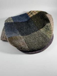 Hanna Hats of Donegal Ireland Paperboy Cap Lg. Kids Wool Patchwork Irish Newsies - Picture 1 of 5