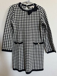Hope and Henry Girls Black/Wht Houndstooth Sweater Dress Size 6 Organic Cotton - Picture 1 of 5