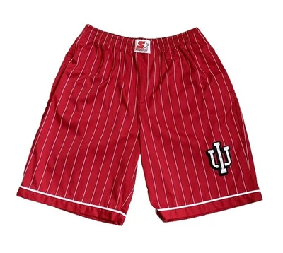 复古 90 年代 初学者印第安纳州印第安纳州印第安纳州细条纹短裤棉混纺男式 XL 36-38 — 第 1/4 张图片