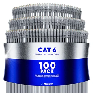 Maximm Cat 6 Ethernet-Kabel 7 Fuß (100er-Pack) - High-Speed LAN-Kabel, Internet... - Bild 1 von 8